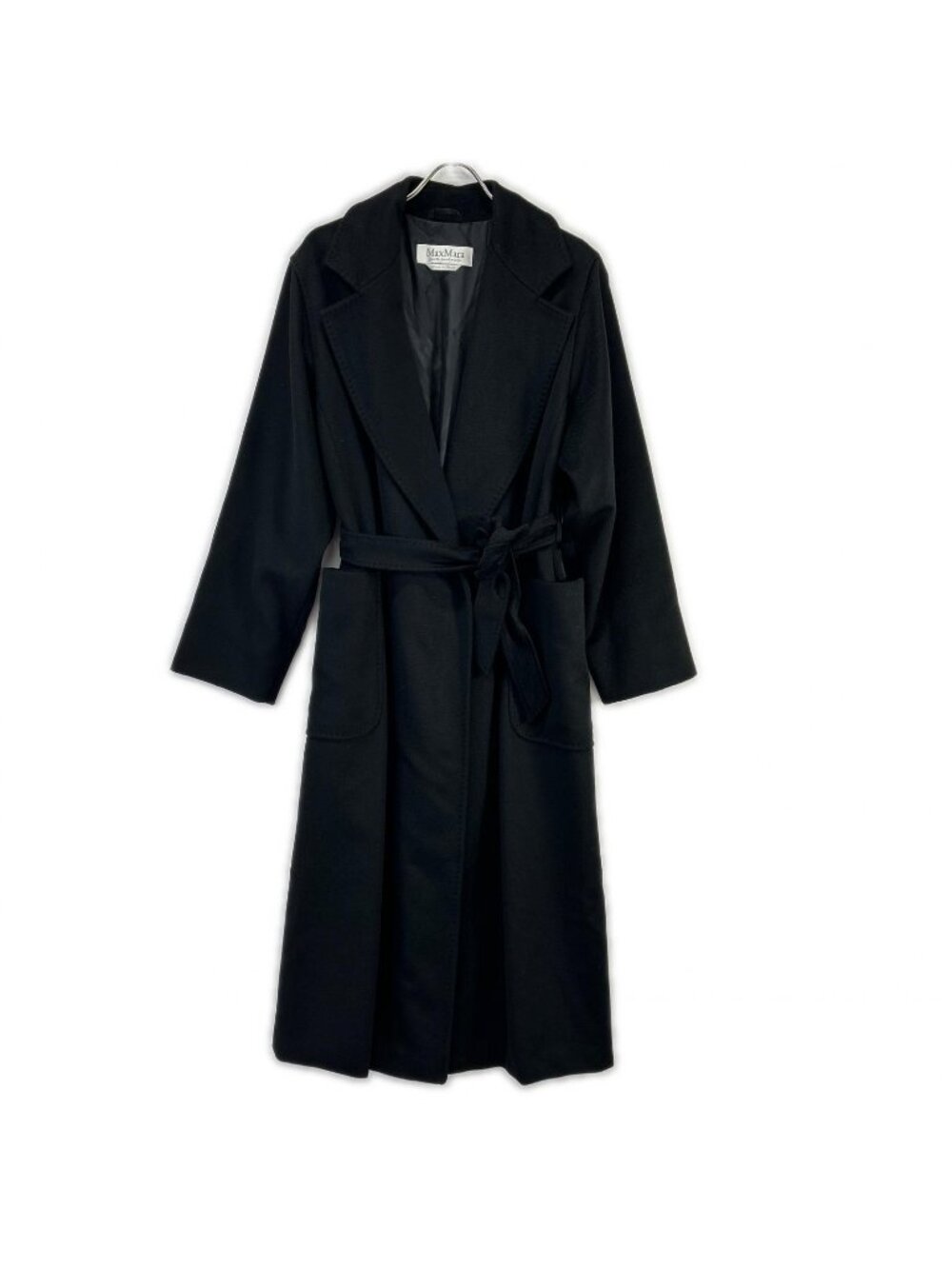 Max Mara Black Cashmere Long Coat 42